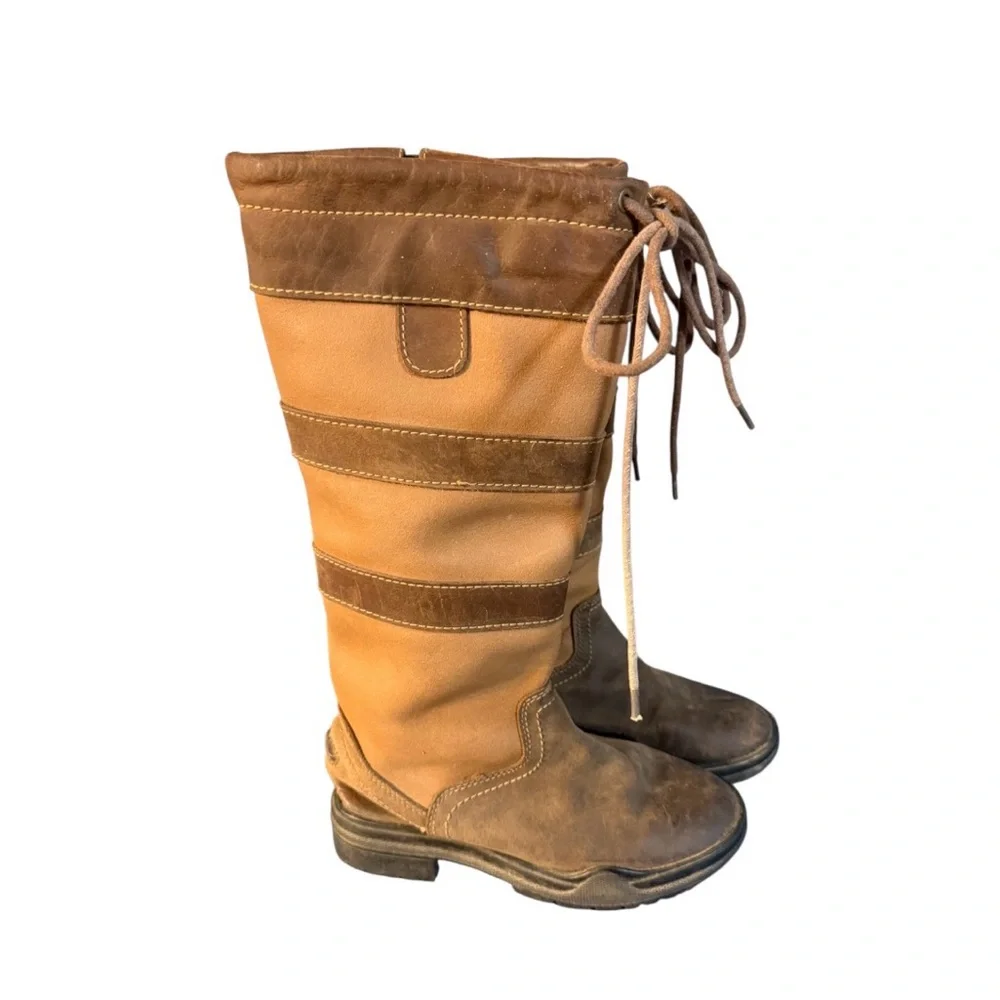 TuffRider Women's Tall Leather Boots 6 Striped Brown Tan